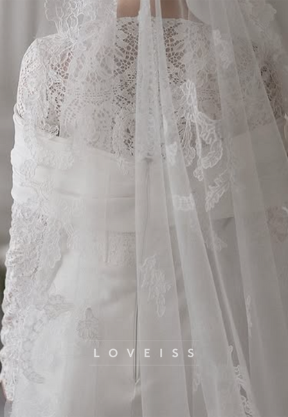 Illusion Lace Long Sleeve Mermaid Wedding Dress