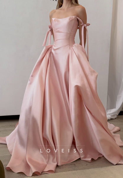 Off-the-Shoulder Ball Gown with Bow Sleeves