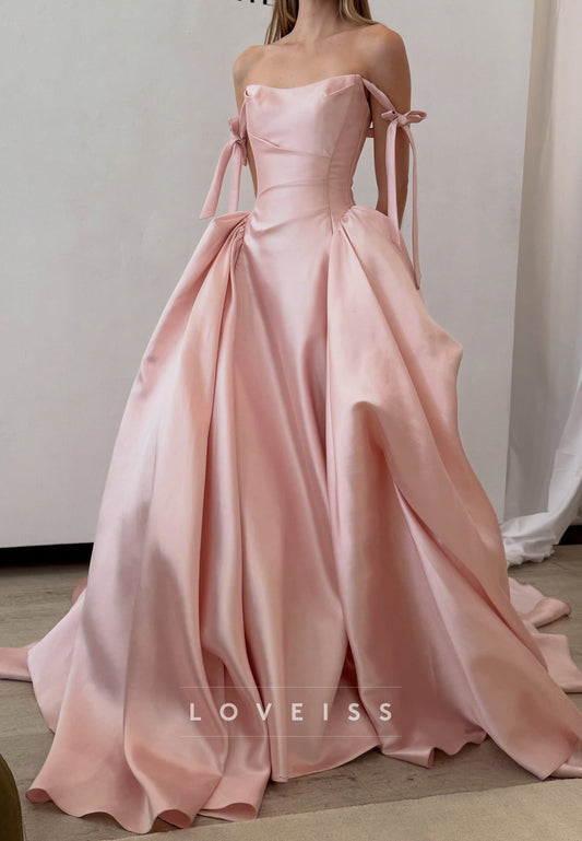 Off-the-Shoulder Ball Gown with Bow Sleeves
