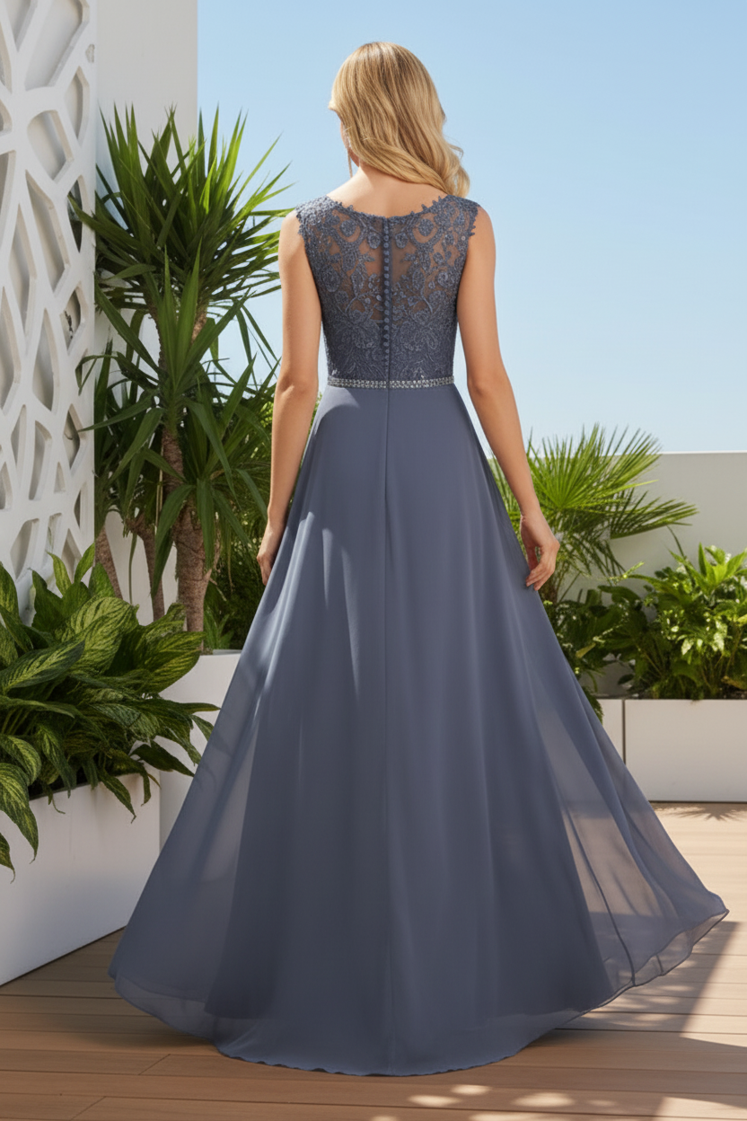 Lace Bodice Overskirt Evening Gown