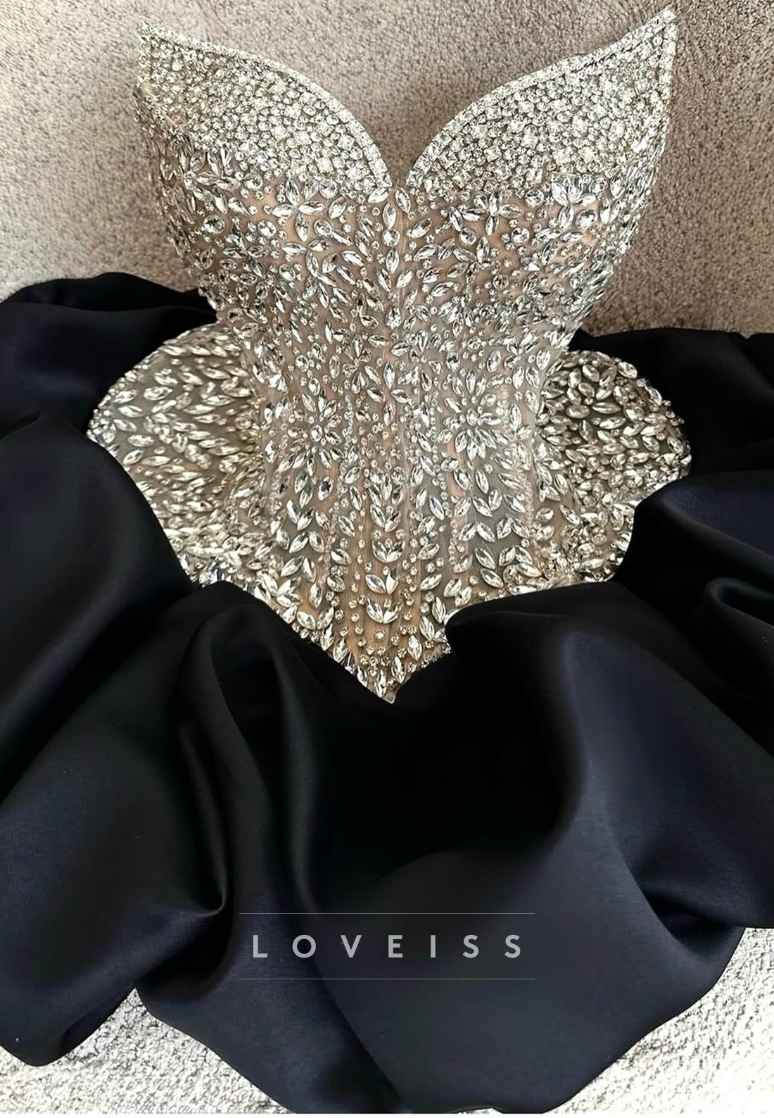 Crystal Embellished Corset Satin Ball Gown