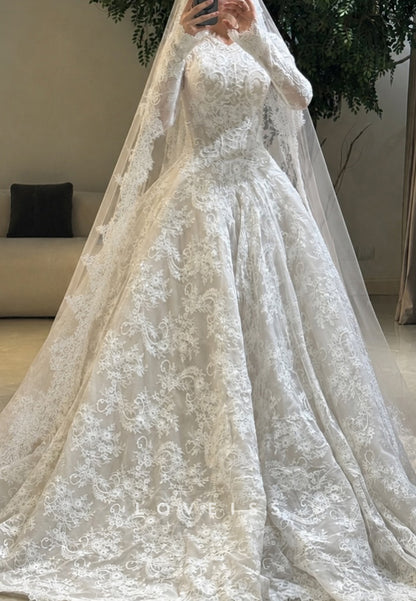 Lace Long Sleeve Ball Gown Wedding Dress