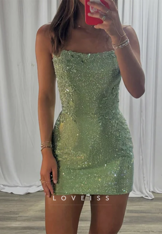 Rhinestone Embellished Halter Mini Dress