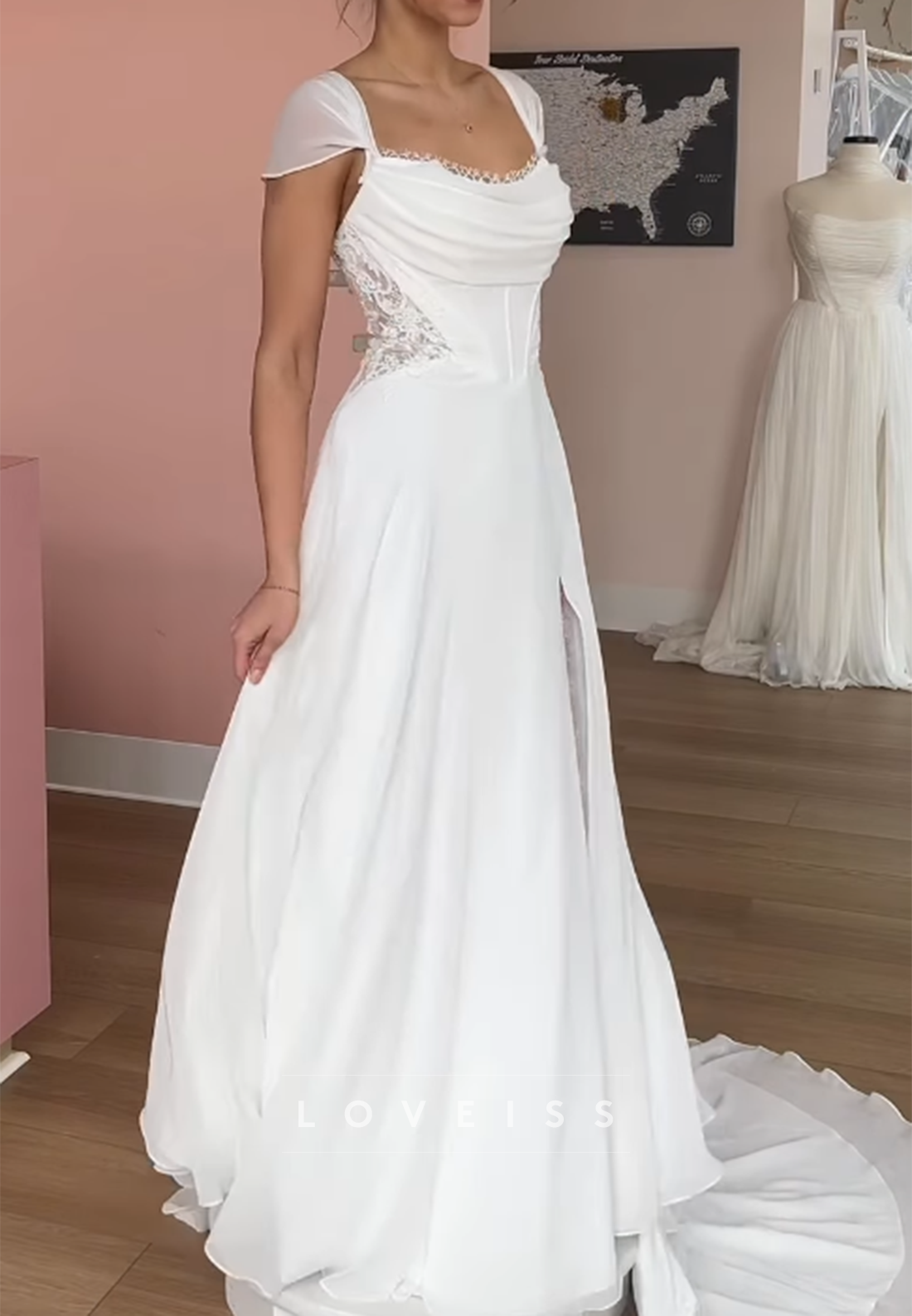 A-Line Chiffon Wedding Dress with Corset Bodice