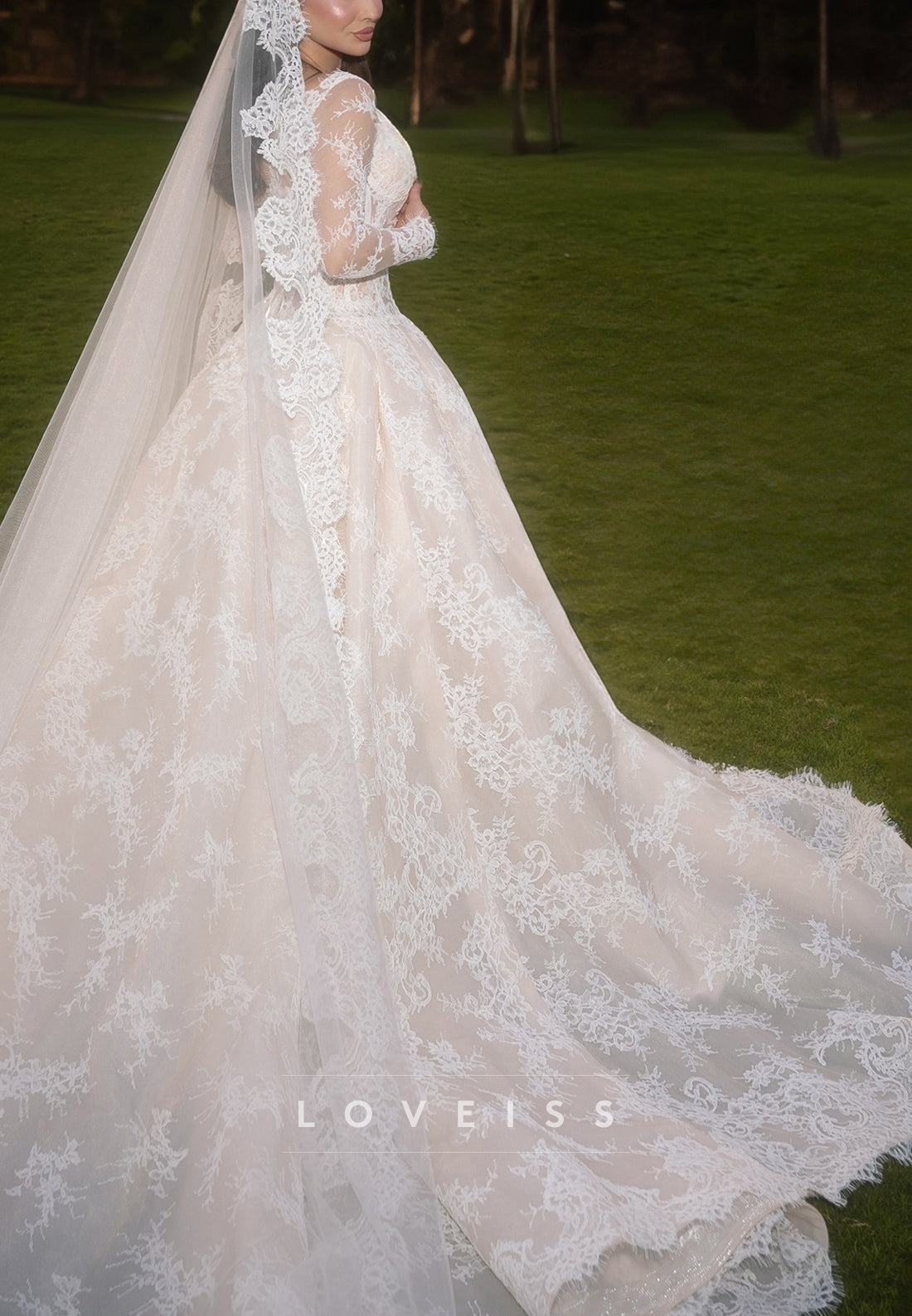 Lace Long Sleeve Ball Gown Wedding Dress