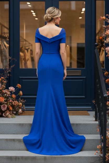 Off-Shoulder Mermaid Evening Gown with 3D Flowers