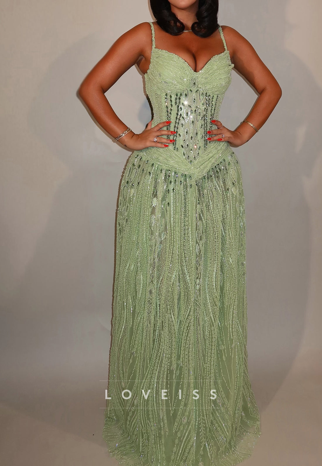 Beaded Corset Sweetheart Evening Gown