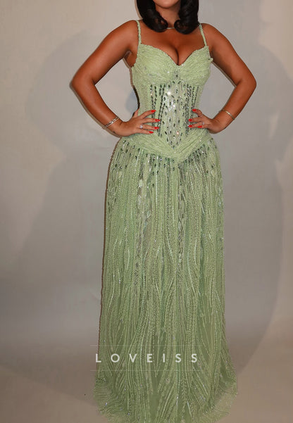 Beaded Corset Sweetheart Evening Gown