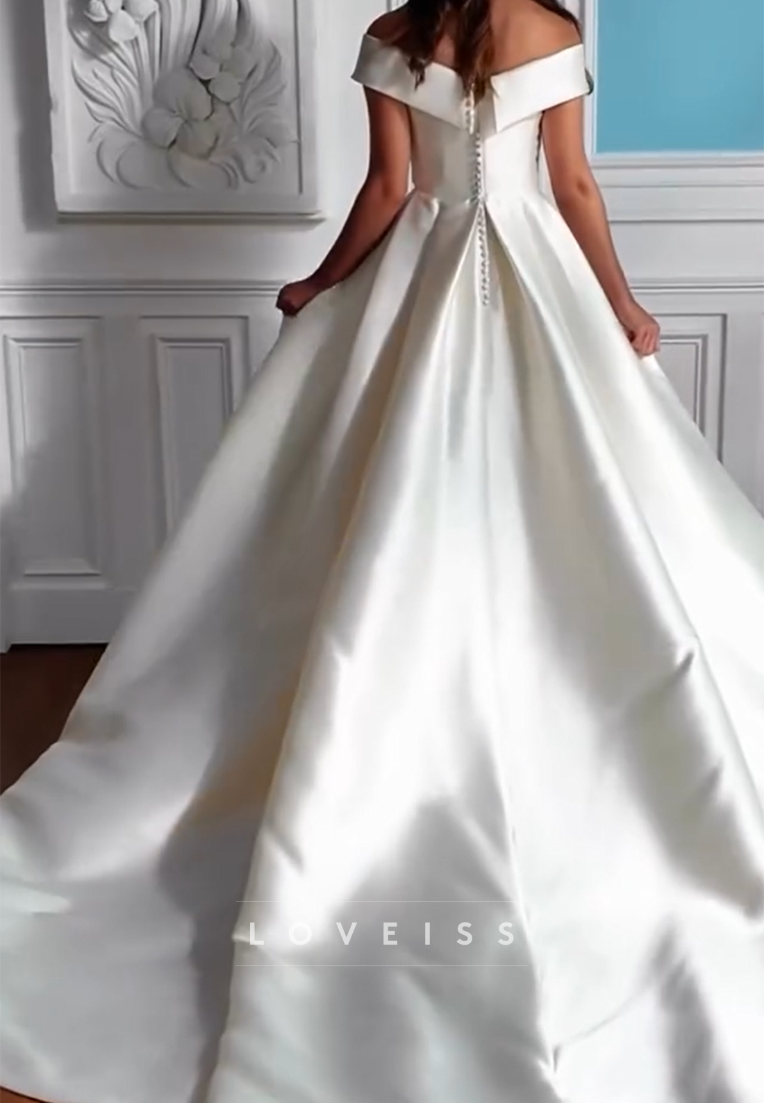 Off-Shoulder Mermaid Gown with Satin Overskirt