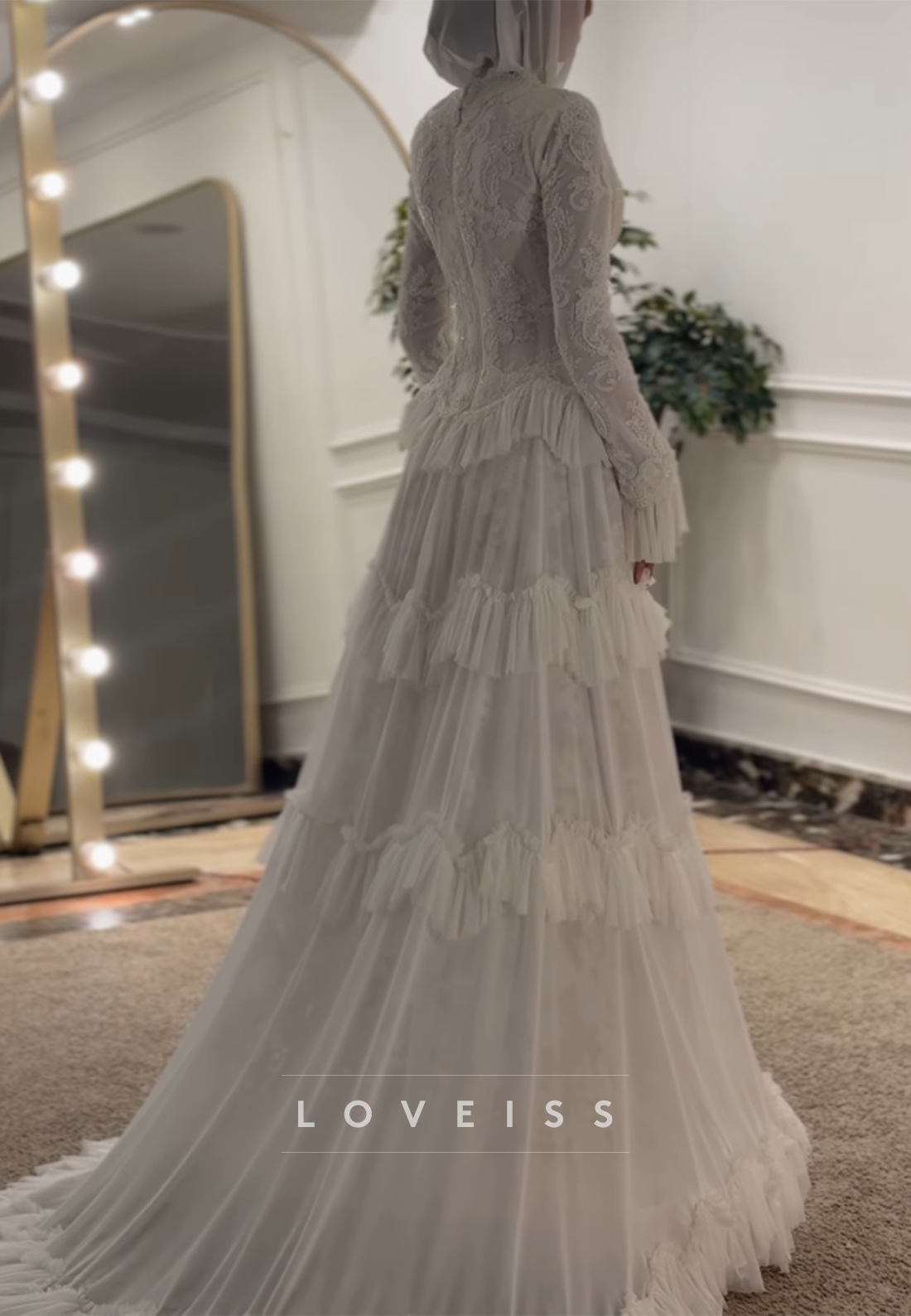 Tiered Ruffle Tulle and Lace Wedding Dress