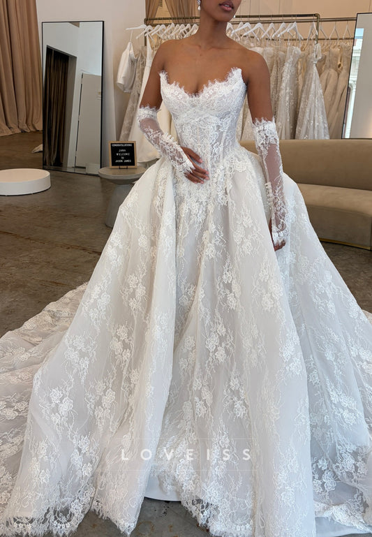 Sweetheart Lace Corset Ball Gown Wedding Dress