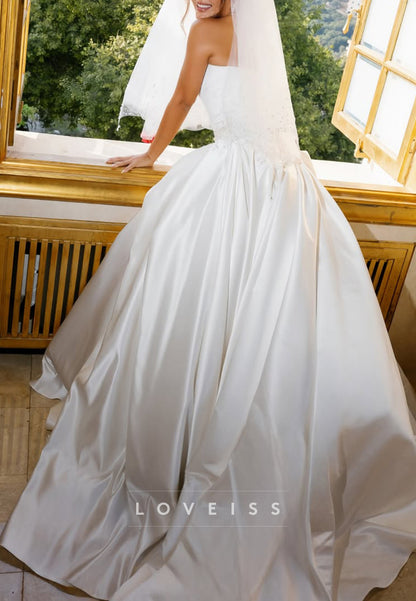 Strapless Ball Gown Wedding Dress with Beading