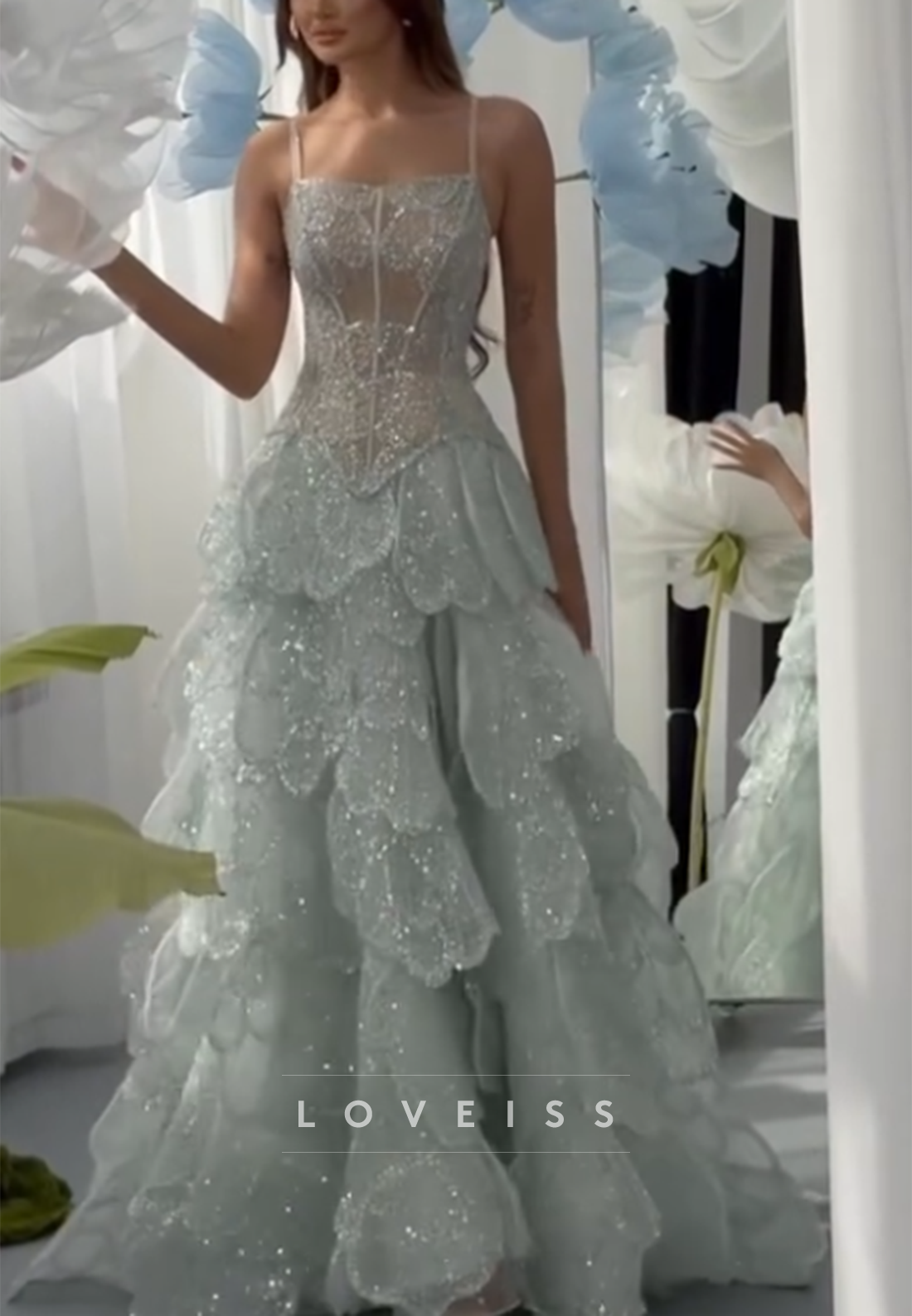 Sparkling Tiered Corset Ball Gown