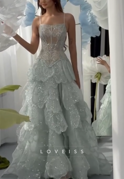 Sparkling Tiered Corset Ball Gown