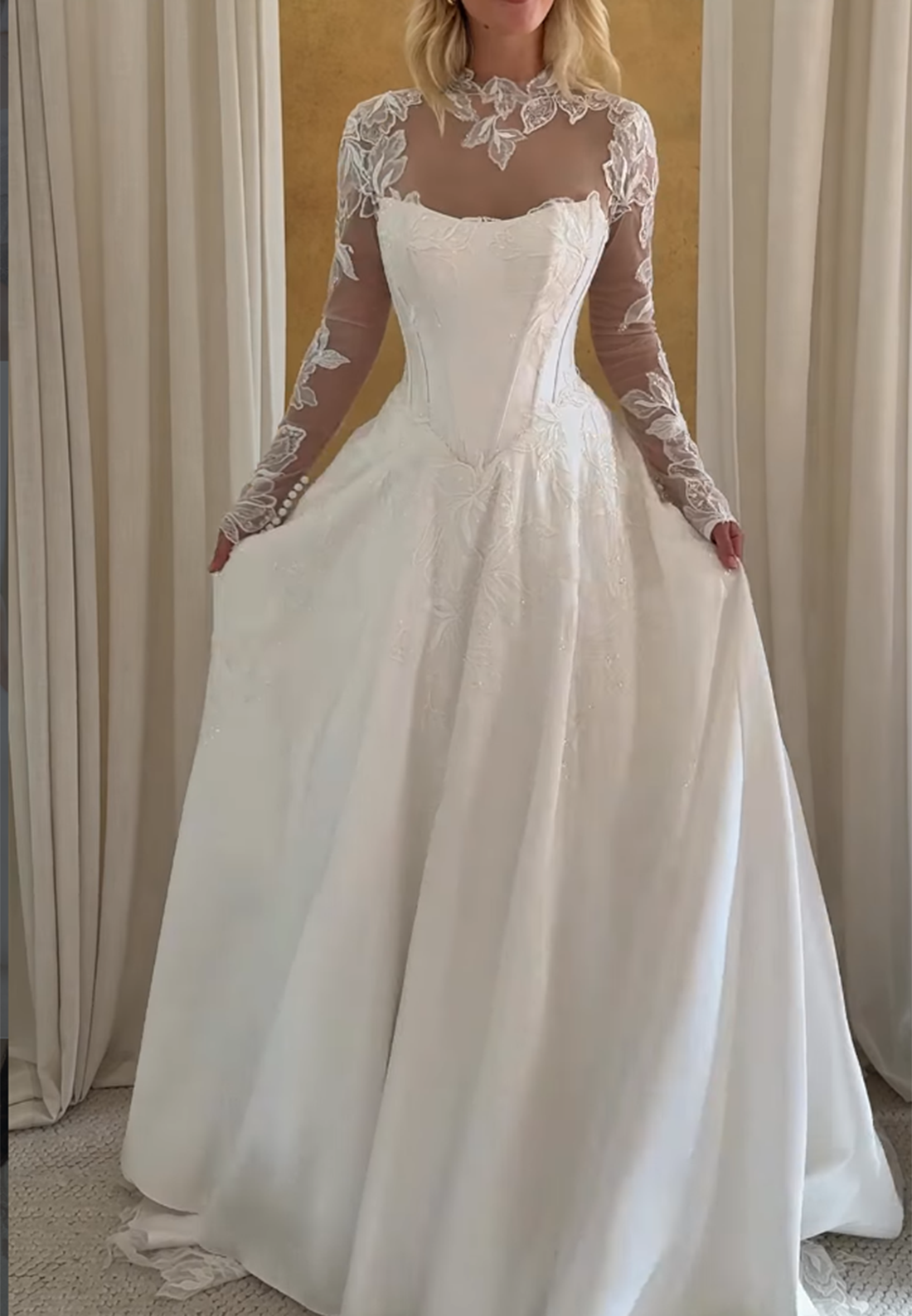 Embroidered Corset Ball Gown Wedding Dress