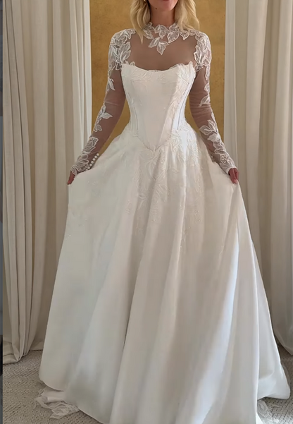 Embroidered Corset Ball Gown Wedding Dress
