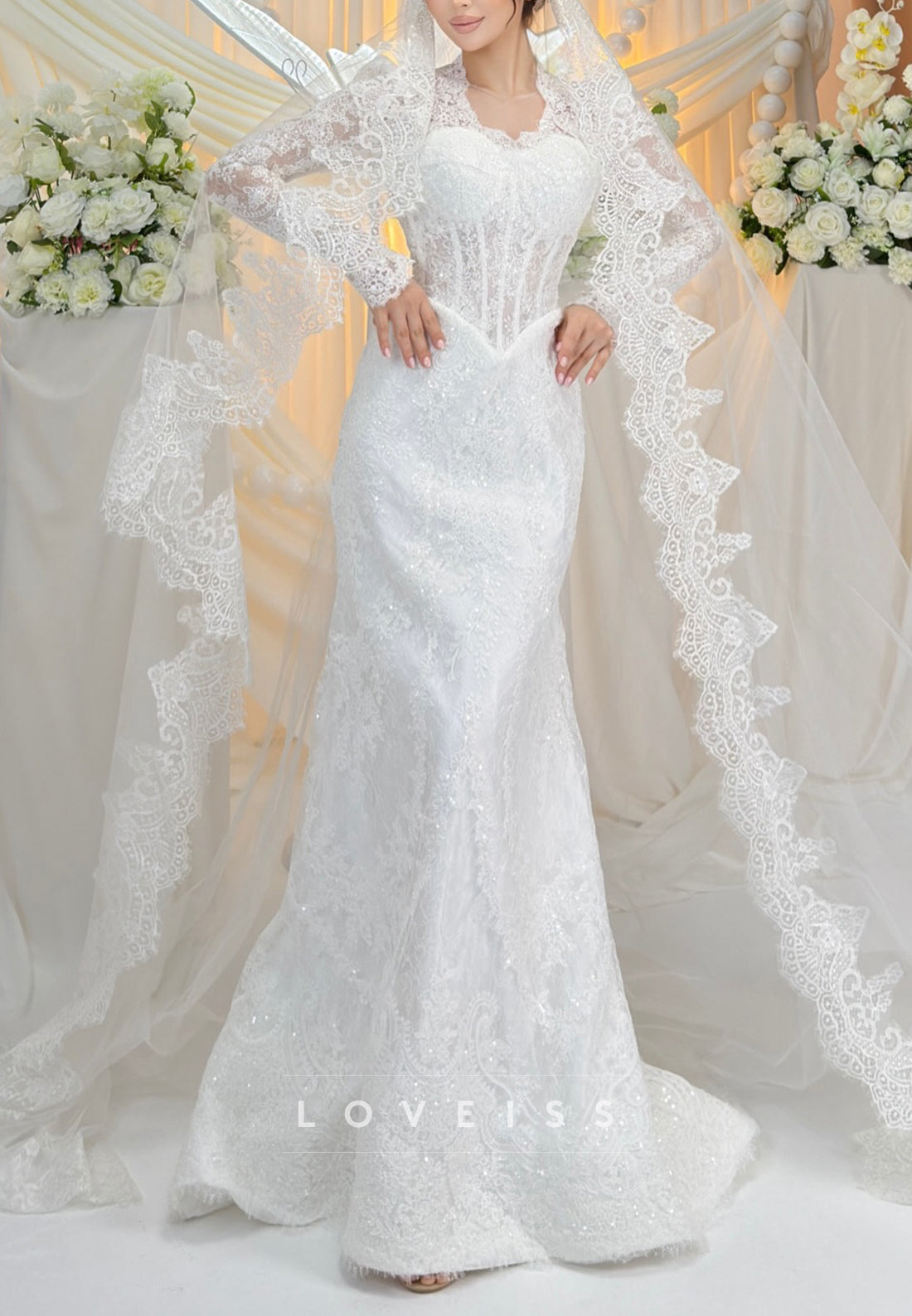 Lace Long Sleeve Mermaid Wedding Dress
