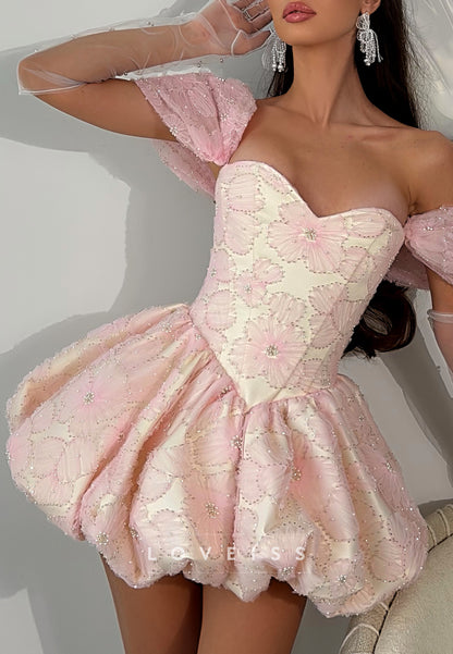 Off-the-Shoulder Corset Bubble Skirt Mini Dress