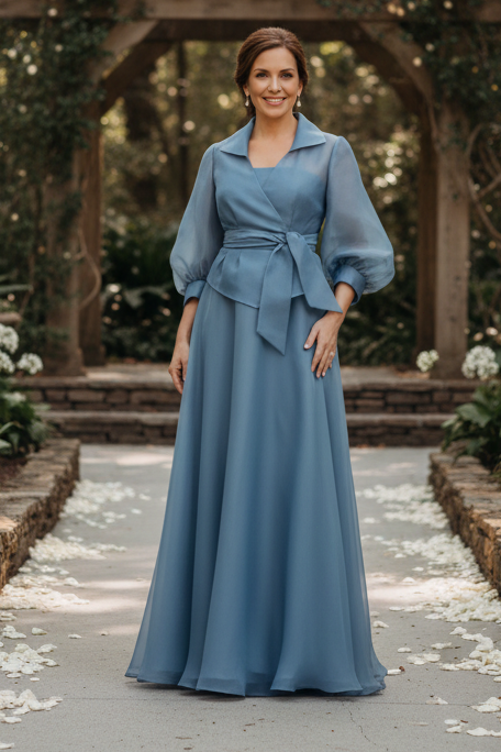 Organza A-Line Gown with Matching Wrap Jacket