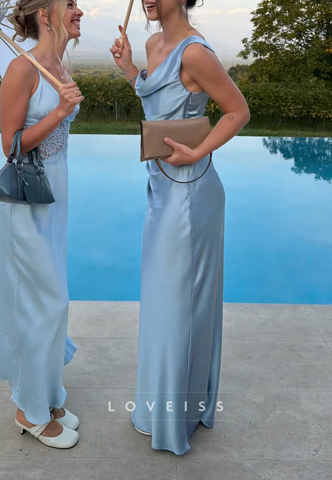 One-Shoulder Ruched Satin Maxi Gown
