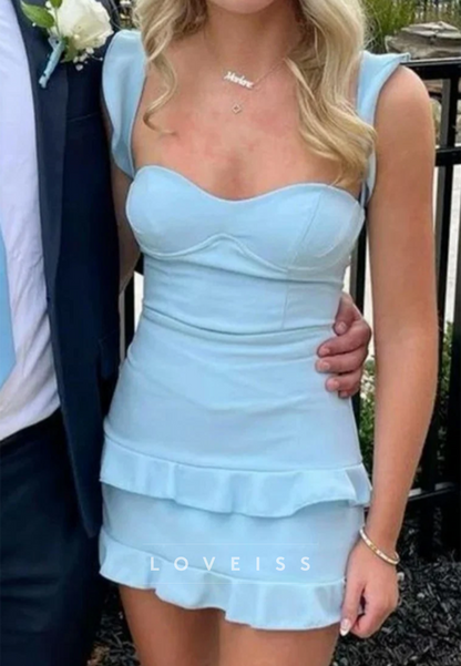 Tiered Ruffle Satin Bustier Mini Dress