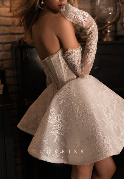 Romantic Lace Corset A-Line Mini Wedding Dress