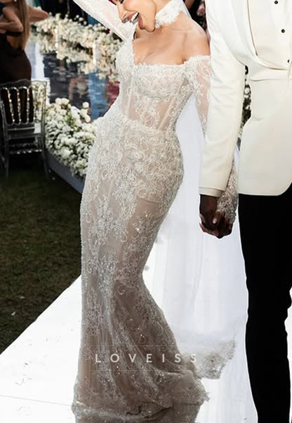 Lace Off-the-Shoulder Mermaid Wedding Dress