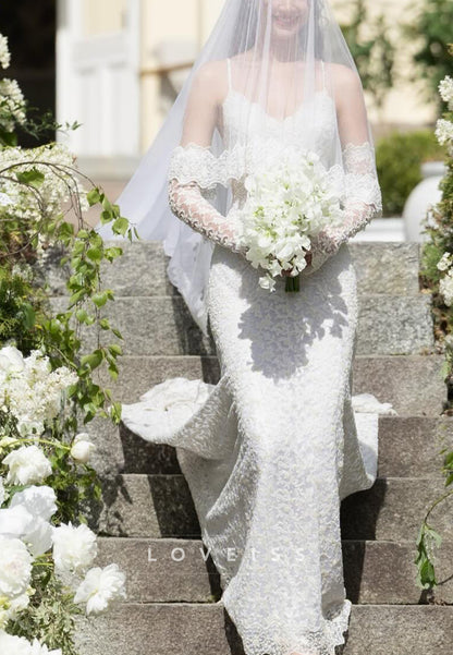 Lace Sheath Wedding Dress with Detachable Sleeves