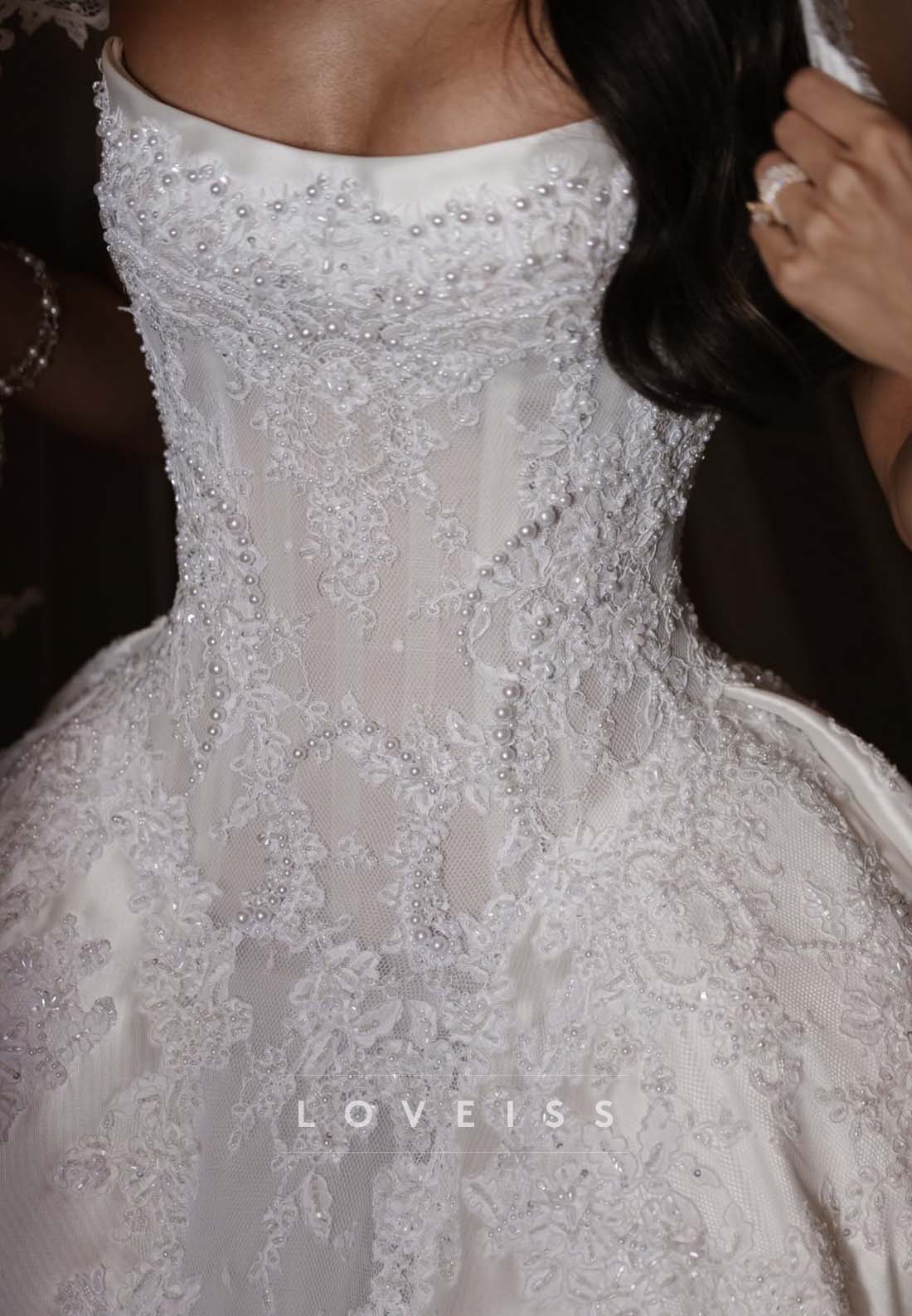 Strapless Lace Ball Gown Wedding Dress