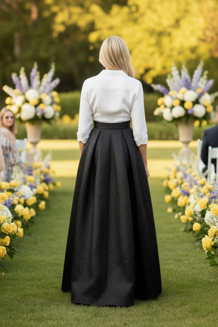 Collared A-Line Mock Two-Piece Gown