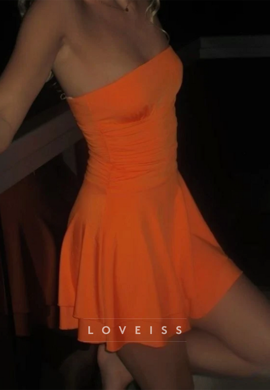 Asymmetrical Ruched Fit and Flare Mini Dress