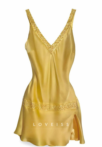 Satin Crisscross Backless Mini Slip Dress