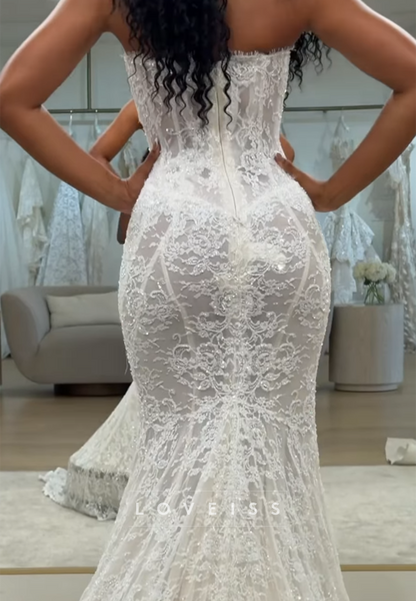 Strapless Lace Corset Mermaid Wedding Dress