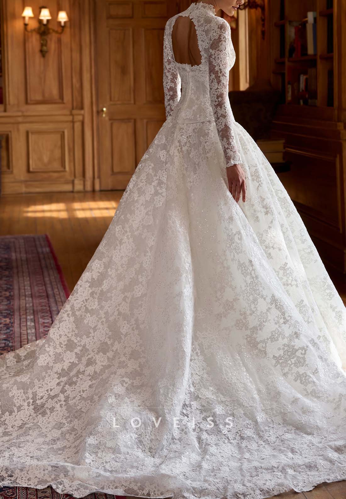 Lace Long Sleeve Ball Gown Wedding Dress