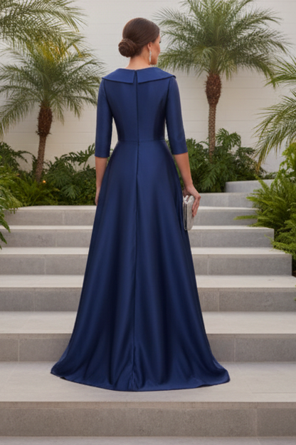 Satin Gown with Sequin Skirt & Overskirt