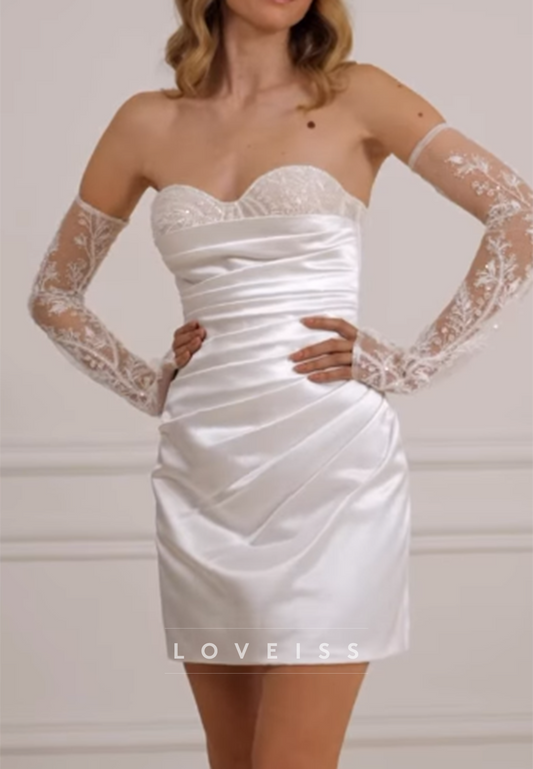 Sweetheart Satin Mini Sheath Wedding Dress