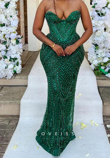 Strapless Beaded Corset Evening Gown