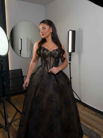 Strapless Lace Corset Ball Gown