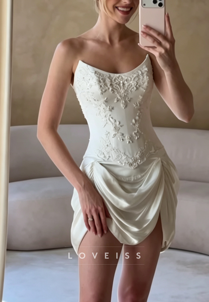 Strapless Corset Mini Dress with Draped Skirt