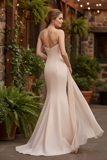 Strapless Sculptural Draped Mermaid Evening Gown