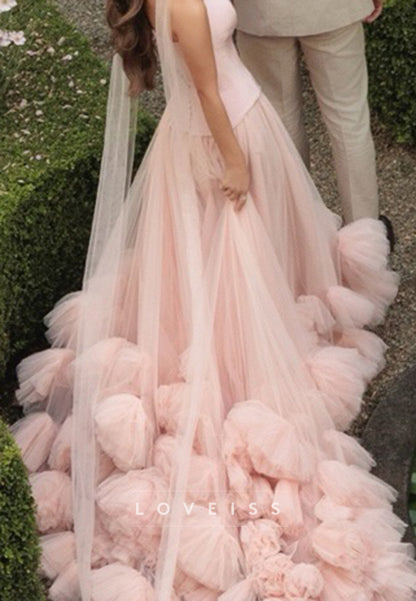 Strapless Tulle Ball Gown with Cape
