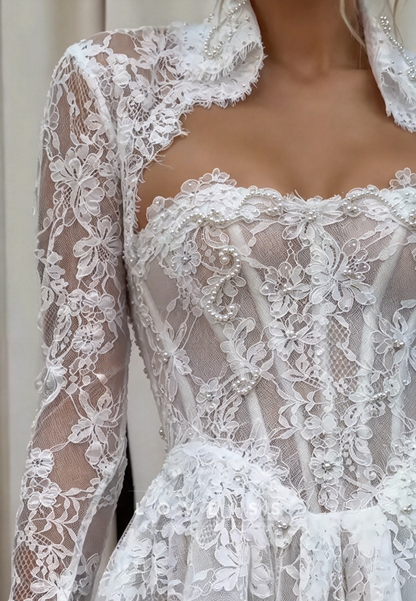 Corset Lace Ball Gown Wedding Dress with Bolero