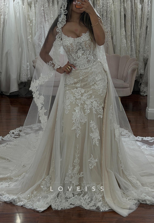 Sweetheart Lace Fit and Flare Wedding Dress with Train