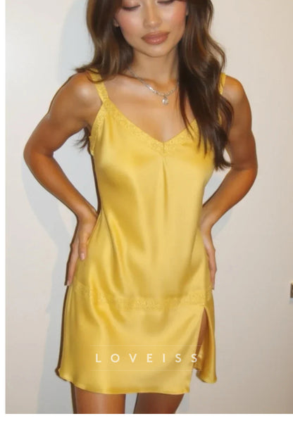 Satin Crisscross Backless Mini Slip Dress