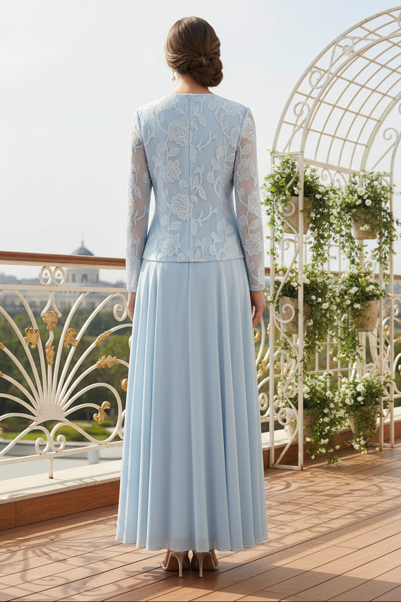 Lace Jacket Chiffon Formal Dress