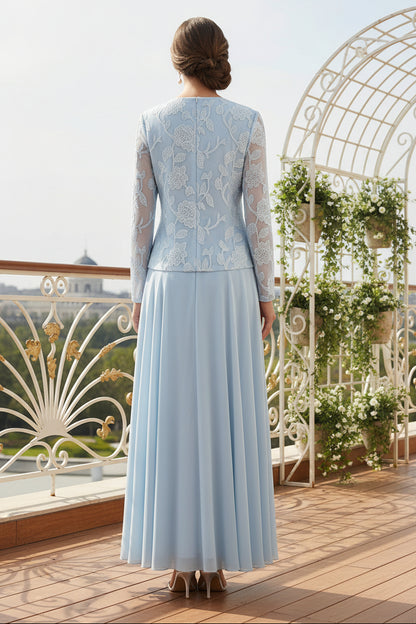 Lace Jacket Chiffon Formal Dress