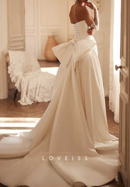 Strapless Lace Mermaid Wedding Dress with Satin Overskirt