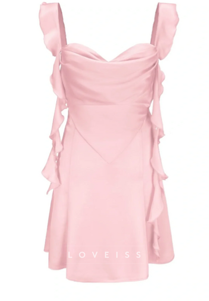 Ruffled Open Back Mini Dress with Cut-Out Detail