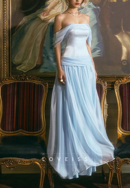 Off-the-Shoulder Corset Gown with Draped Waist