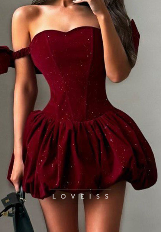 Glitter Velvet Corset Bubble Mini Dress